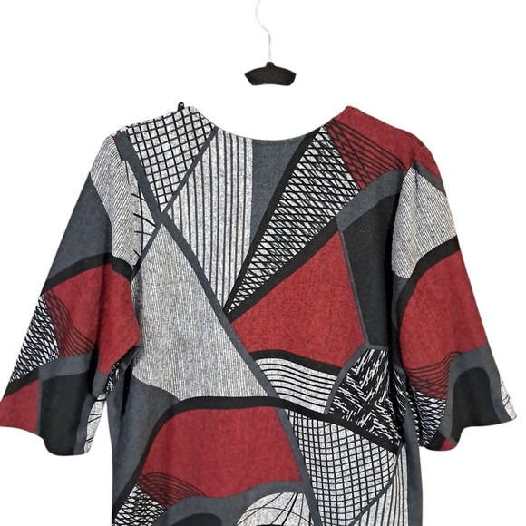 VTG Paloma Carmin Top Sweater Abstract Artsy 3/4 Sleeve Size XL Lightweight Boho - Picture 6 of 11